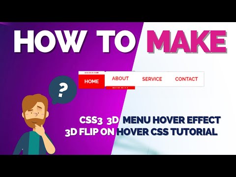 CSS3 3D Menu Hover Effect - 3D Flip On Hover CSS Tutorial (Yazilim Dunyasi)