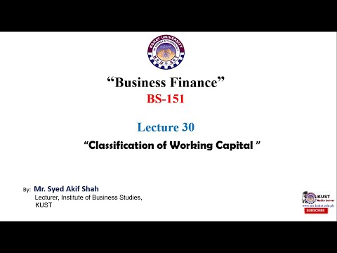 Classification of Working Capital & Hedging Approach