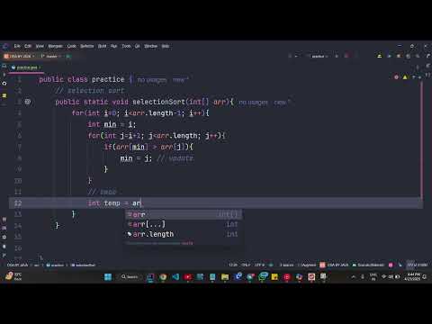 Selection Sort in java DSA