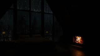 No Ads🌧️SLEEP in Rustic Forest Attic🔥RAIN on Window with Warm Fire for Deep Relax, Eliminate Stress😴