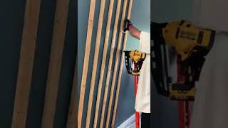 Watch me diy this slat wall all the way to the ceiling😁| Easy modern wood accent wall idea. #shorts