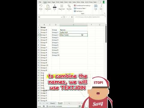 How to combine the names on a list according to their group.