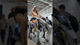 A WOMEN WITH A ROBOTIC VEHICLE #automobile #quadrupedrobot #robot #robotdesign #dronevideo