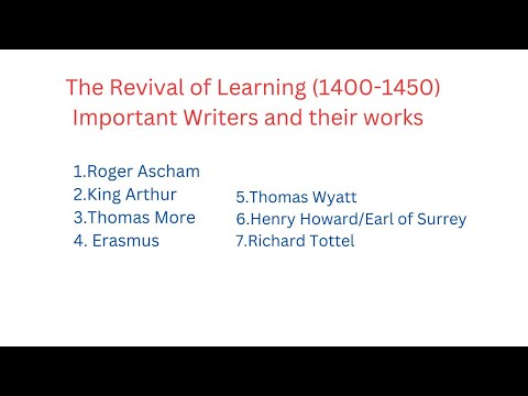 The Revival Of Learning - Important writers and their works for ugc net Dec 2023
