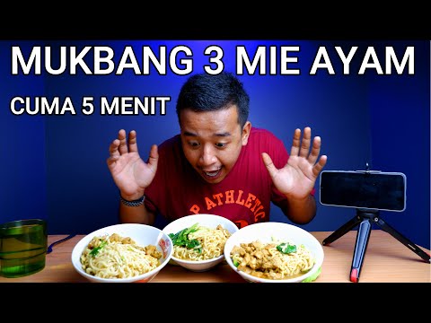 MUKBANG 3 MANGKOK  MIE AYAM EATING SHOW [ASMR]-JAKARTA STREET FOOD DELICIOUS CHICKEN NOODLES