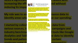 Tell me about a time you had to use data or analytics to make a decision.  Interview Answer Example.