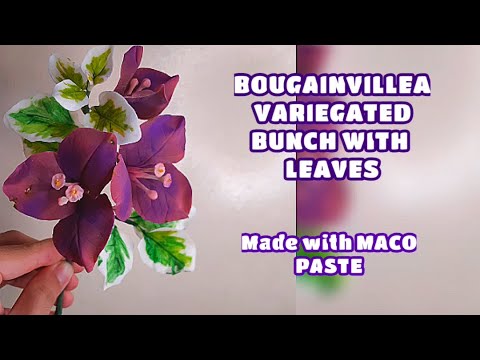 BOUGAINVILLEA FLOWER BUNCH (VARIEGATED WITH LEAVES) MADE WITH MACO PASTE Vlog 35 by Marckevinstyle