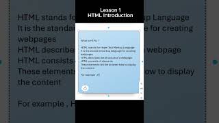 HTML Introduction #html #learntocode #webdevelopment #javascript