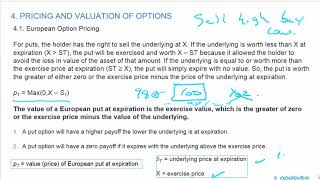 explain how the value of a European option is determined at expiration;
