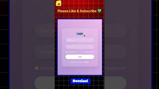 🥹🔥 Glassmorphism Login Form in 16 Seconds! | HTML CSS JavaScript Tutorial | DevZiaul #Shorts