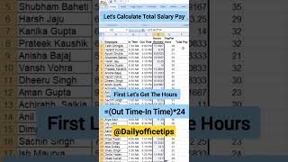 Calculating Salary 🙆‍♀️💯👉Daily office tips💡#msofficetutorial #exceltutorial #excel #shorts