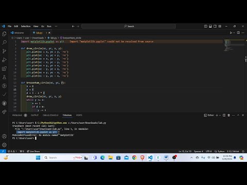 import matplotlib.pyplot as could not be resolved from source