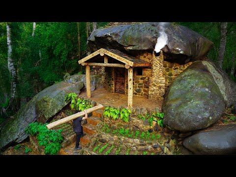 Building a Stone Canopy for an Off-Grid Survival Home and Caring for the Vegetable Garden | Ep2