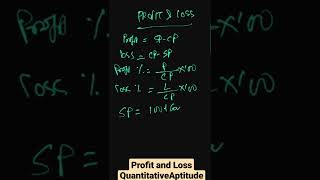 Profit and Loss (Quantitative Aptitude) #shorts #profitandloss #quantitativeaptitude #quantstudy