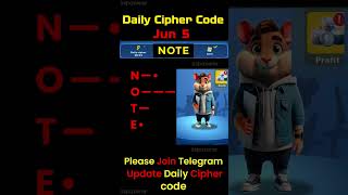 Daily cipher hamster kombat today | 5 Jun hamster kombat daily cipher combo | Daily Combo