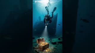 A scuba diver descended into the deep waters in search of hidden gold🤿#titanic #explore #scubadiving