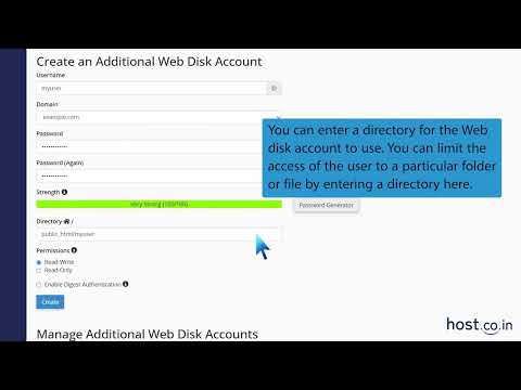 How to Create an Additional Web Disk Account in cPanel with Host co in