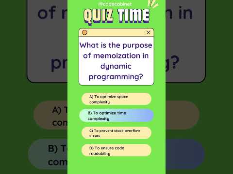 What is the purpose of memoization in dynamic programming #shorts #programming #logic #quiz
