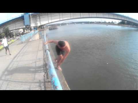 June 30, 2015 Jairo RzoCtro jump into River Sava at Belgrade Serbia