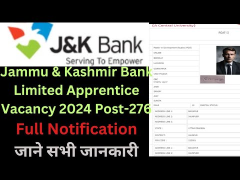 #trending job Bank ,J&K Bank Apprentice Recruitment 2024 – Apply Online for 276 Posts, Banking jobs