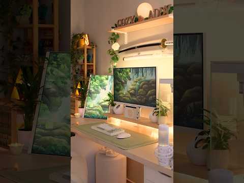 cozy green gaming setup 🌿🍃 #shorts #gamingsetup