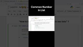 How to find Common Number in  Two List |   Python Programming | #coding #python #code