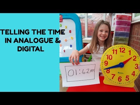 Telling the time in analogue and digital on a 12 hour clock (AM and PM)