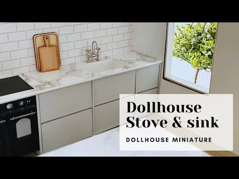 Kitchen counter with stove and sink for Dollhouse | DIY Miniature
