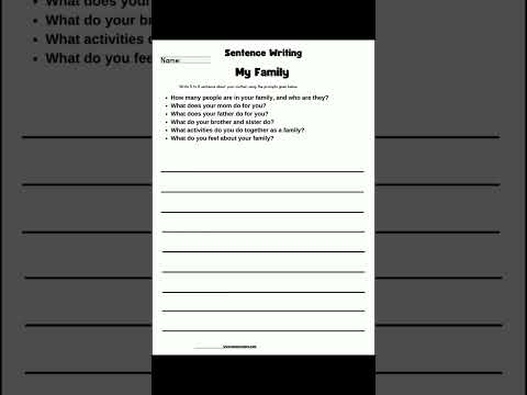 class 1 sentence writing prompt on my family #freeworksheets #grade1english #class1englishworksheet