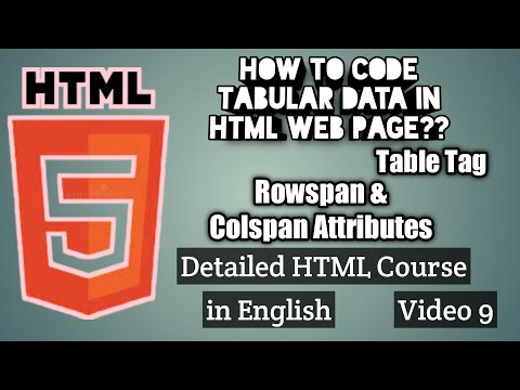Markup Tabular Data in HTML Web Page | Rowspan & Colspan Attributes |Detailed HTML Course in English