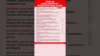 Care Assistant Interview Questions and Interview - Part #2