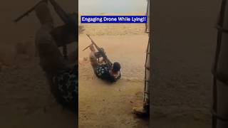 Kurdish Fighter Engages Syrian Drone from a Highly Unusual Position