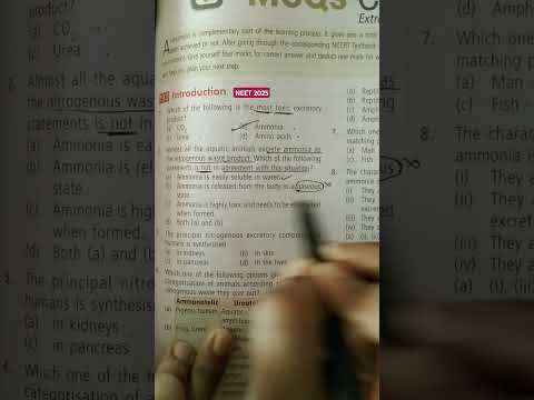 Excretory products and their elimination//Zoology Question//NEET2025 #neet #neetbiology #neet2025