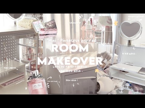 mini *ROOM MAKEOVER!* 𖦹°‧☆🎐 || PINTEREST Inspired , New desk , re-arranging