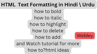 Text Formatting in Html | HTml Tutorial in hindi and urdu #html #textformatting