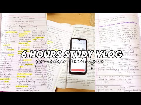 6-hour study vlog⏱️Pomodoro 50/10 | online classes + taking notes| Productive study  #aestheticfam