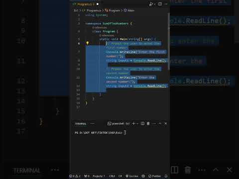 C# Ex :  Sum of 2 Nums #coding #codingtips #java #developer #csharp #developer #java #cplusplus