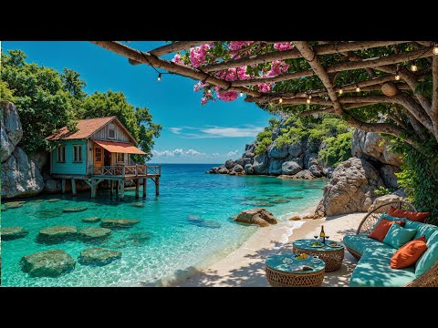 ✨Tranquil Beach Café Escape | Smooth Morning Jazz & Gentle Ocean Sounds for Focus, Peace and Energy