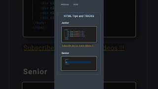 HTML Tips and Tricks (Senior VS junior) #html #css #coding #shorts #viralshorts #webdesign