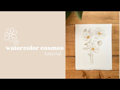 watercolor flowers | STEP BY STEP cosmos tutorial
