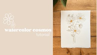 watercolor flowers | STEP BY STEP cosmos tutorial