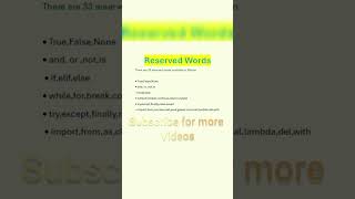 Reserved Words in Python || #python #shorts #shortsfeed #programming #codeing #code #viralshorts