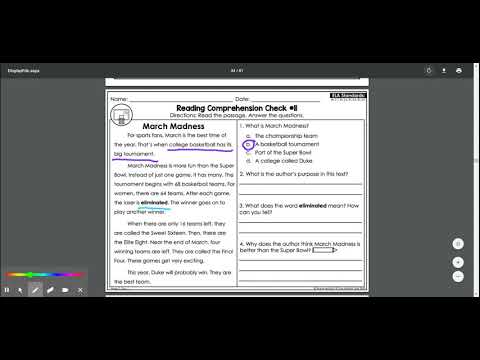 March madness reading comprehension check #11 part 1