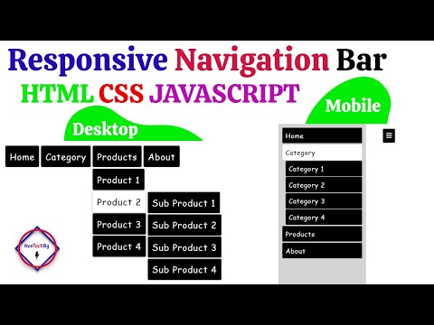 Create Responsive Drop Down Navigation Menu Using HTML | CSS | JAVASCRIPT | By NonTechBg |