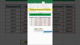 Vlookup Function in Excel | Advanced Excel Formula #excel #excelformula #exceltips