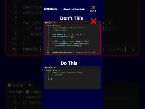 Remove Duplicates Numbers from Array JavaScript Tips & Tricks (Long vs short way) Part_6