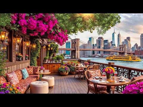 Happy April Morning Jazz at Outdoor Coffee Shop Ambience ~ Sweet Bossa Nova Music for a Great Start