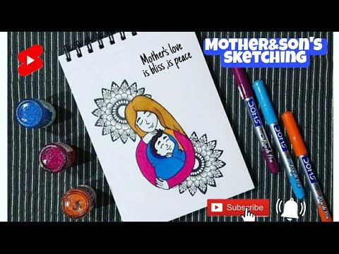 Mother & son's beautiful sketchwork|youtube shorts|How to use doms brushpens😨🤔|instagram reels idea.