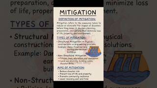Mitigation//Phases Of Disaster Management #nursingnotesanddiagramhelp #mitigation #nursing #disaster