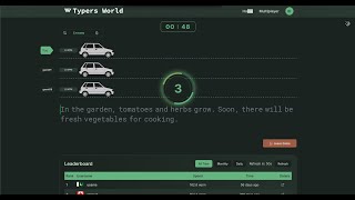 Created Typers World multiplayer typing race game using Next.js, React, Tailwind, shadcn & MongoDB.